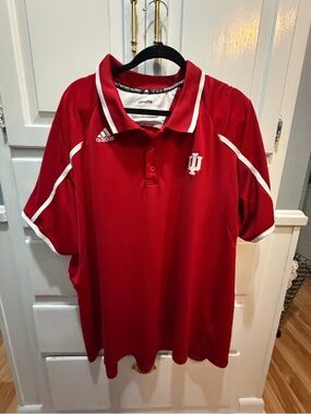 Indiana Hoosiers NCAA  Adidas Men's Climalite Red/ White Polo  3XL